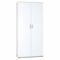 Armoire de rangement multi-usages avec 5 étagères, 2 portes, dimensions : 70cm x 34cm x 190cm, blanc