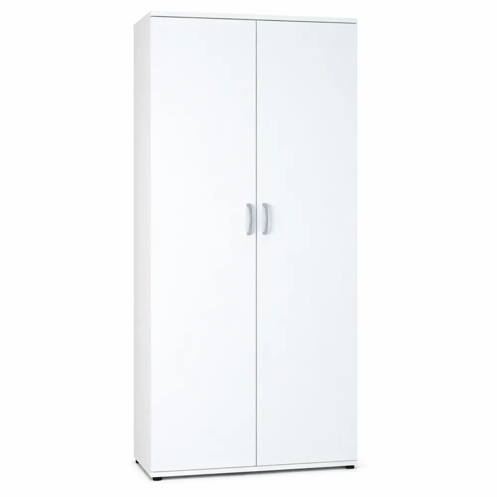 Armoire de rangement multi-usages avec 5 étagères, 2 portes, dimensions : 70cm x 34cm x 190cm, blanc