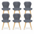 Lot de 6 chaises en tissu gris foncé pour salle à manger