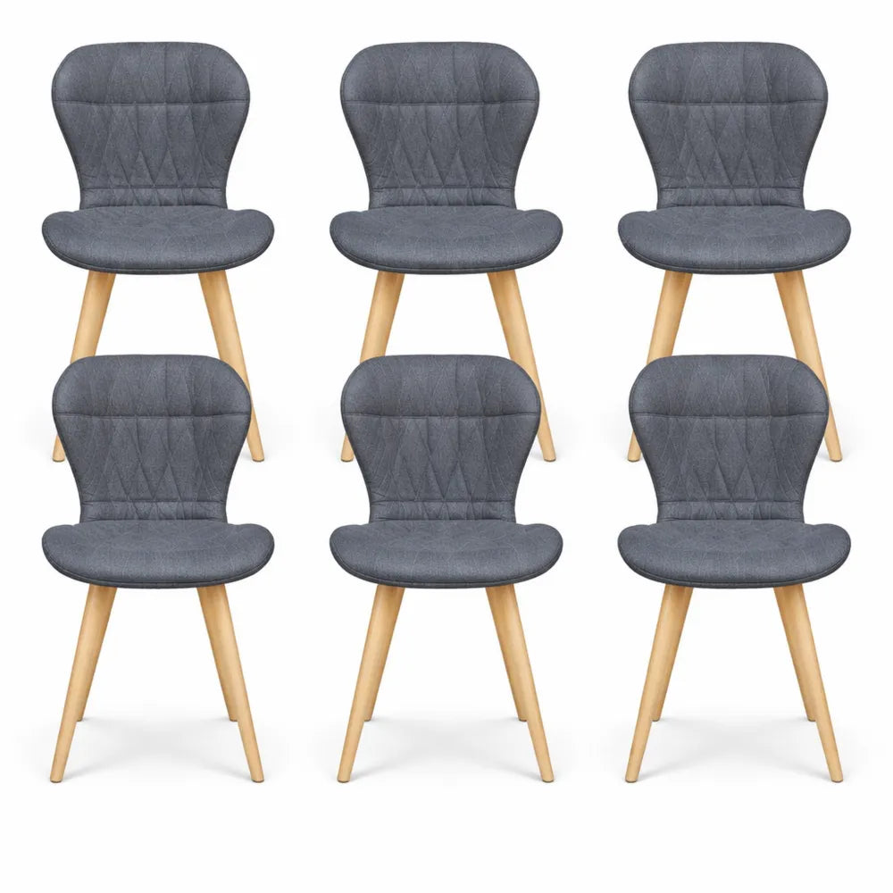 Lot de 6 chaises en tissu gris foncé pour salle à manger