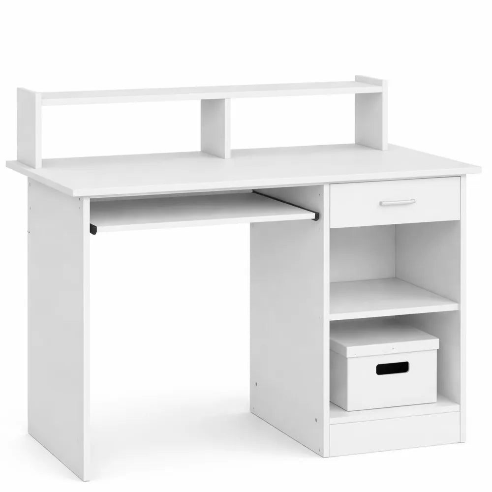 Bureau Fonctionnel avec Tiroir et Étagères de Rangement