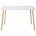 Table de salle à manger rectangulaire avec pieds en bois massif, surface en MDF, blanc, 110x70x75 cm