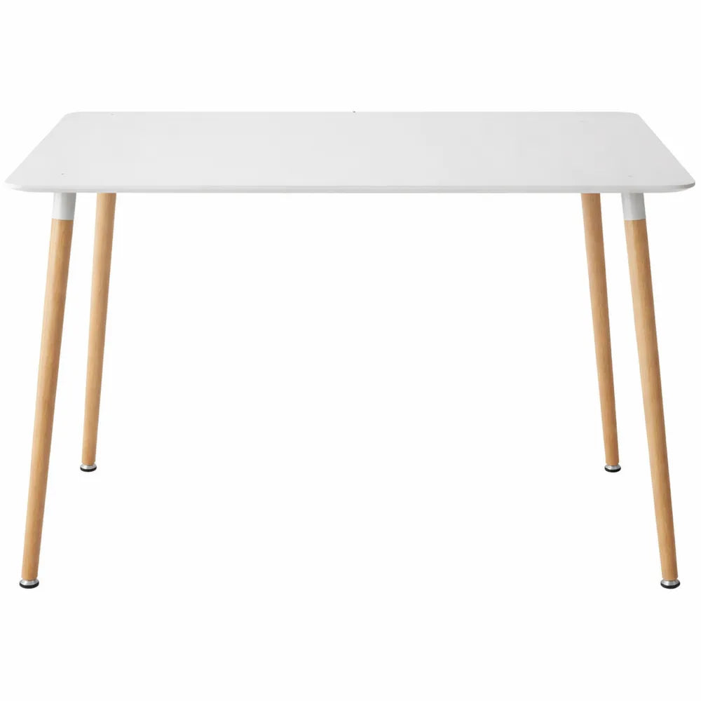 Table de salle à manger rectangulaire avec pieds en bois massif, surface en MDF, blanc, 110x70x75 cm