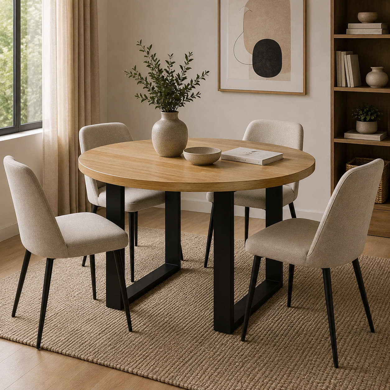 Table ronde en bois, 4 personnes