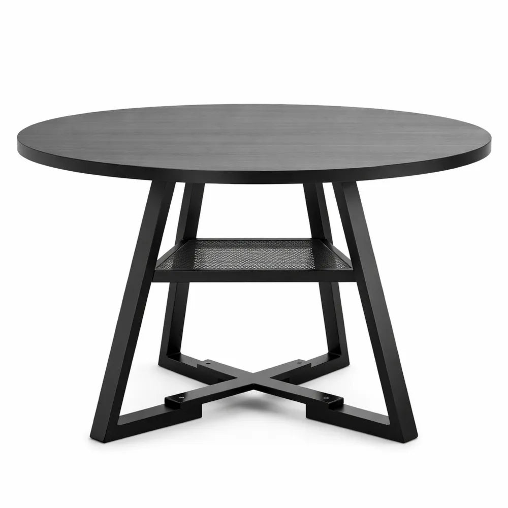 Table ronde compacte avec étagères de rangement intégrées