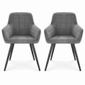 Ensemble de 2 Chaises en Velours pour Salle à Manger, Pieds Métalliques, Gris Foncé