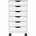 Armoire roulante avec tiroirs en bois de pin solide pour rangement