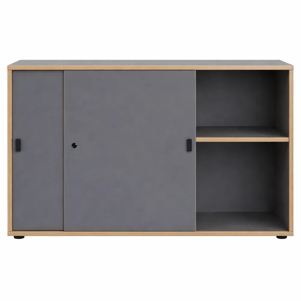 Armoire de bureau moderne avec portes coulissantes et 2 étagères