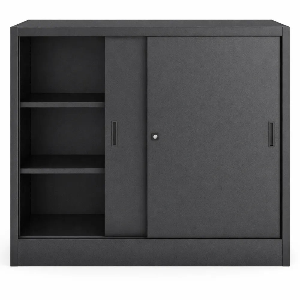 Garde-robe à portes coulissantes large 105 x 120 cm anthracite