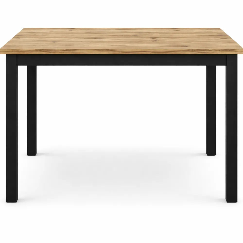 Table à rallonge en chêne rustique avec pieds noirs, pour cuisine ou salon, 110 x 70 x 76,5 cm
