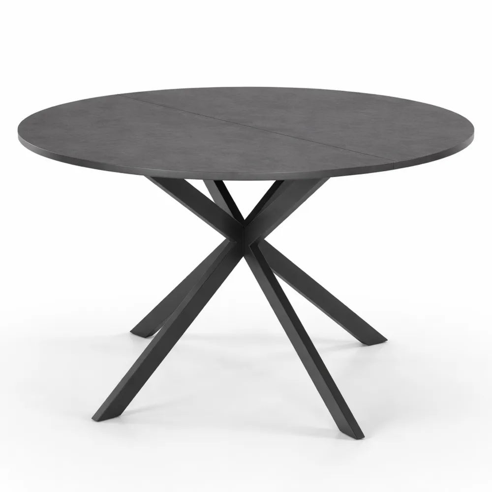 Table à manger ronde 6 personnes effet béton pieds en métal